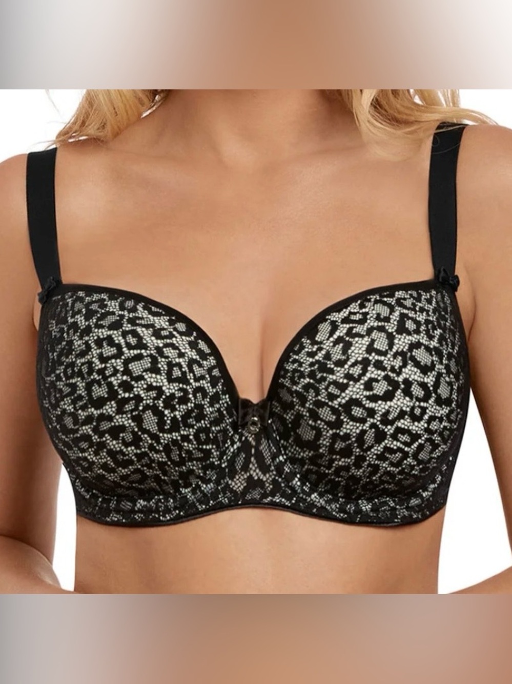 NWT Freya 32F Black Leopard Lace Wilder Bra